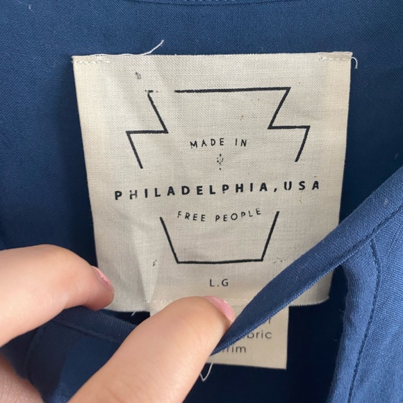 Free People Made in Philadelphia Blue Beck Dress SZ L - Picture 3 of 5